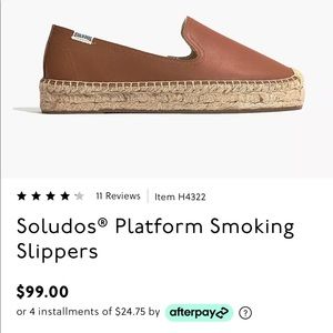 Soludos Platform Smoking Slipper, cognac, size 7, new without tags